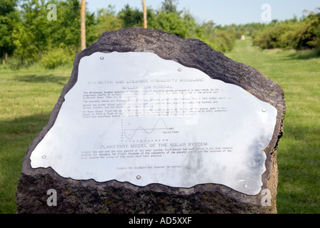 The Ardington and Lockinge Millennium Sundial and Solar System stone circle and woodland Oxfordshire The Millennium sundial Stock Photo