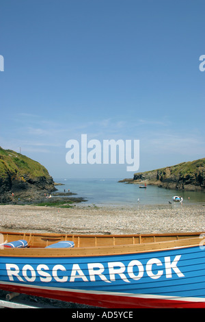 Pilot gig at Port Gaverne near Port Isaac Cornwall UK Stock Photo