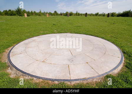 The Ardington and Lockinge Millennium Sundial and Solar System stone circle and woodland Oxfordshire The Millennium sundial Stock Photo