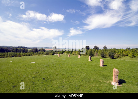 The Ardington and Lockinge Millennium Sundial and Solar System stone circle and woodland Oxfordshire The Millennium sundial Stock Photo