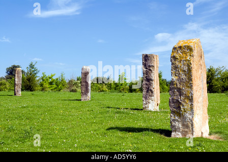 The Ardington and Lockinge Millennium Sundial and Solar System stone circle and woodland Oxfordshire The Millennium sundial Stock Photo