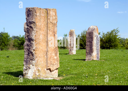 The Ardington and Lockinge Millennium Sundial and Solar System stone circle and woodland Oxfordshire The Millennium sundial Stock Photo