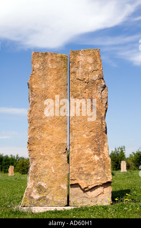 The Ardington and Lockinge Millennium Sundial and Solar System stone circle and woodland Oxfordshire The Millennium sundial Stock Photo