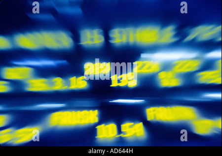 Stock quotes sign on Times Square; blurred/motion effect Stock Photo