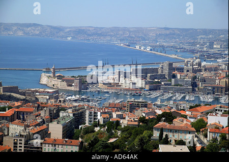 port of a big city, Marseille, Entered of the old port Stock Photo