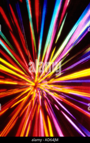 An explosion of colorful light beams Stock Photo