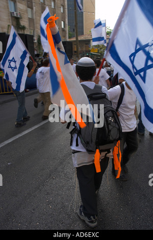 Israel Jerusalem Jerusalem Day celebrations Flag March through the streets of the new and old city ending at the Western Wall yo Stock Photo