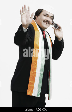Portrait of a mature man talking on a mobile phone Stock Photo