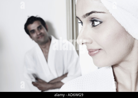 Close-up of a young woman looking sideways Stock Photo