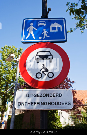 No access for motor vehicles to a residential zone sign The Netherlands Europe Stock Photo