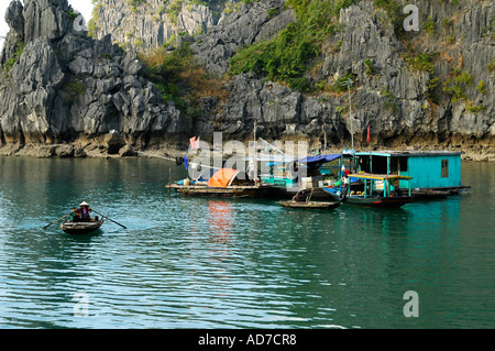 Floating fishing village in Halong Bay Viet Nam Stock Photo