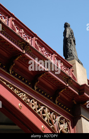 Holborn Viaduct bridge and statue viewed from below London England Stock Photo