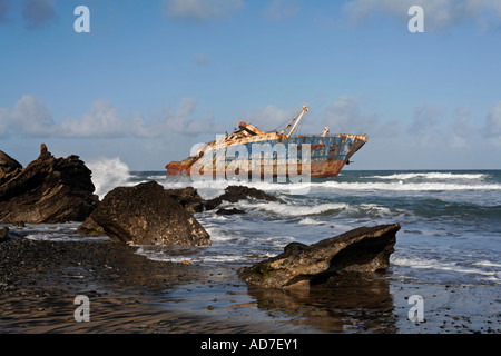 Shipwreck Of American Star At Playa De Garcey, Fuerteventura Stock 