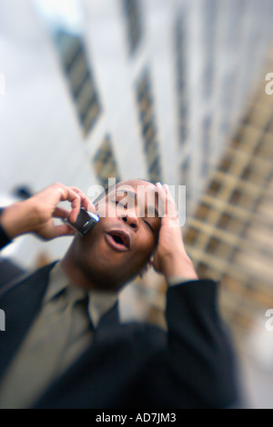African American executive on cell phone Stock Photo