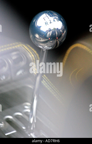 Close up of chrome gear stick in Ferrari F355 H gate Stock Photo