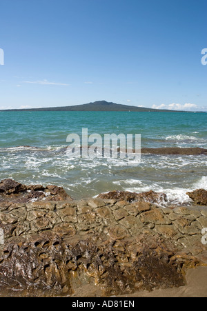 A view of Rangitoto from Narrow Neck Beach, New Zealand Stock Photo