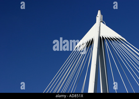 Detail of Hungerford Bridge against deep blue sky Stock Photo