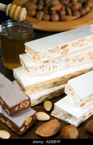 Torrone (Nougat made with honey and nuts) Stock Photo