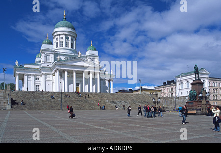 Helsinki Lutheran Cathedral completed in 1852 - formerly the St Nicholas' Church - and Senate Square in Helsinki Finland Stock Photo