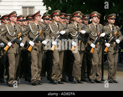 Guardsmen march in step at military parade column Officer Cadets Stock ...