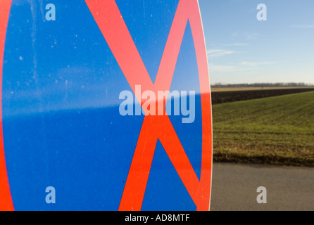 road sign with stopping restriction Stock Photo