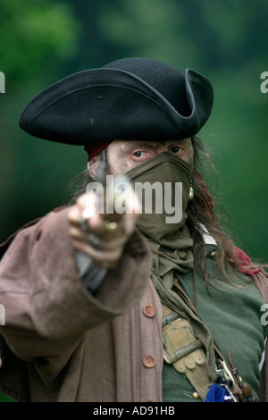 Stand and Deliver 18th Century Highwaymen re enactors at Rufford Abbey Early eighteenth Century Highwayman Stock Photo