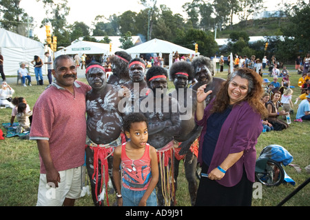 Aboriginal dance troop first person festival Queensland Australia Stock Photo