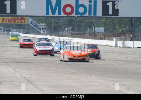 Historic nascar stock cars at Sebring International Raceway in Sebring Florida Stock Photo
