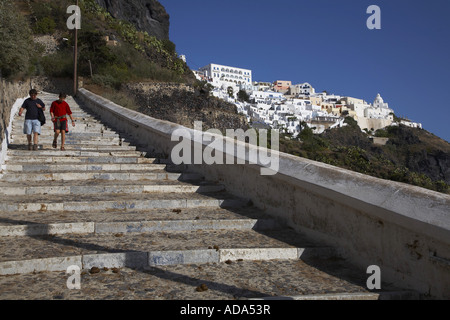 stairs from the old port to Thira, Greece, Santorin, Nea Kameni Stock Photo