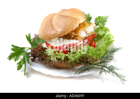 bap with fish Stock Photo