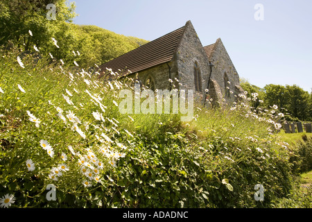 Wales Carmarthenshire Saint Ishmaels Church flower filled churchyard Stock Photo