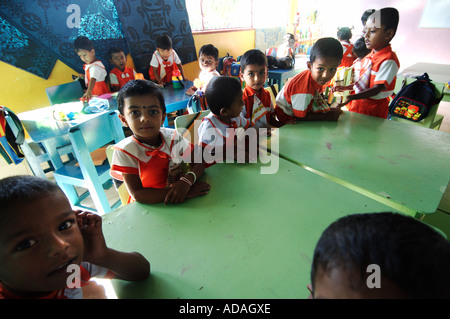 Pre schoolers at nursery school Stock Photo