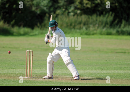 Batsman in village cricket match Elmley Castle, Worcestershire, England, UK Stock Photo