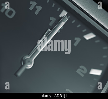 Wristwatch with Hands at Twelve O clock, Close Up. Stock Photo