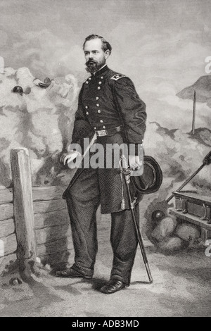 James Birdseye McPherson, 1828 to 1864. Union general in American Civil War killed in the Atlanta Campaign.  Painted by Thomas Nast Stock Photo