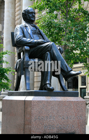 george peabody bronze statue city of london england uk gb Stock Photo