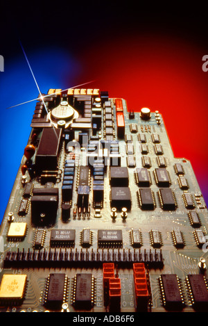 Hi tech electronic computer circuit board with star filter Stock Photo