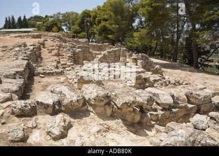 A section of the archeological excavation site of the Minoan palaces of Festos / Crete / Greece Stock Photo