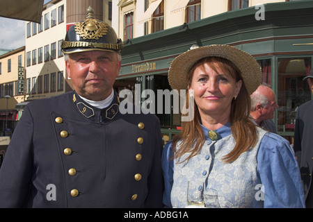 Policeman dressed in an old-fashioned uniform, Linkoping, Sweden. Stock Photo