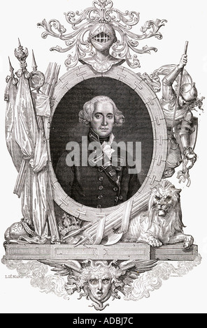 Admiral of the Fleet Richard Howe, 1st Earl Howe, 1726 – 1799.  British naval officer. Stock Photo