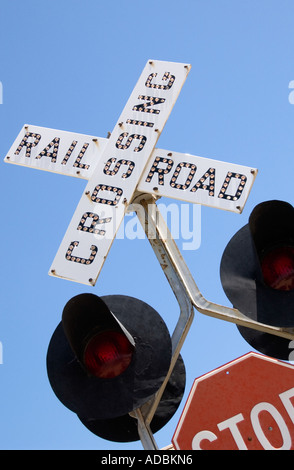 Railroad Crossing Sign USA, Traffic Safety Stock Photo