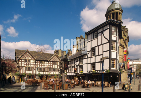 Wellington Inn and Sinclairs Oyster bar with Triangle shopping centre in Manchester UK Stock Photo