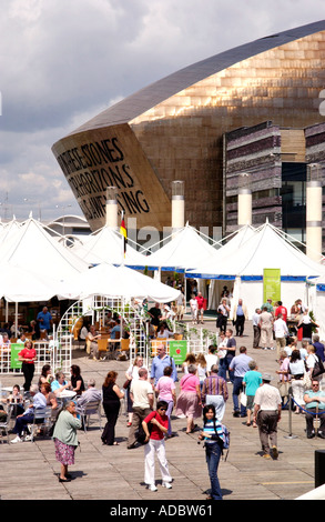 Cardiff International food and drink festival at Roald Dahl Plass in front of Wales Millennium Centre Cardiff Bay South Wales UK Stock Photo