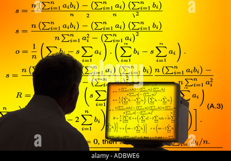 math teacher studying symbol chart in class Stock Photo