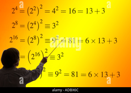 math teacher pointing symbol chart Stock Photo