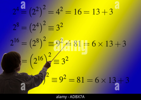 math teacher pointing symbol chart Stock Photo