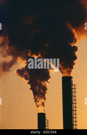 pollution belching smokestacks in Avonmouth Bristol UK Stock Photo