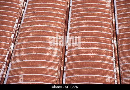 Pointe A Pitre rusty corrugated iron roofing along dockside street as a pattern repetition picture Stock Photo