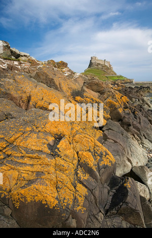 Lindisfarne Castle from the old jetty Holy Island Northumberland England Stock Photo