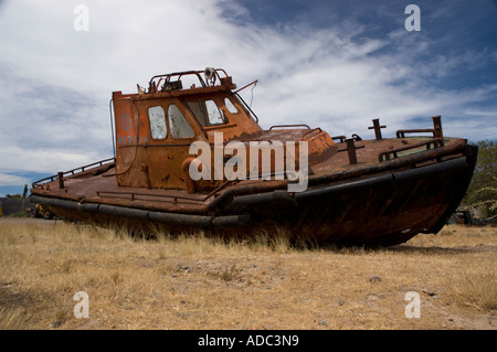 Landed Ship in Camarones, Chubut, Argentina Stock Photo